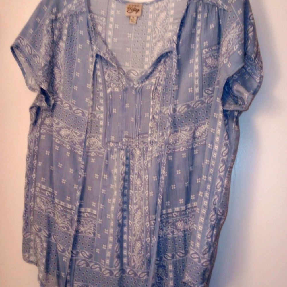 Como Vintage blue paisley tunic style size xl top
